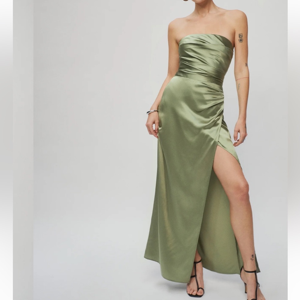 Reformation Barrow Silk Dress Artichoke